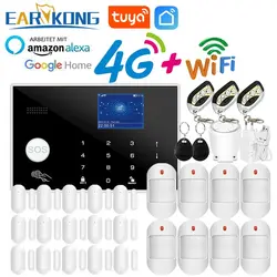 G54 Tuya Wifi 4G Thuis Alarmsysteem RFID-kaart TFT Touch Toetsenbord 11 Talen Smart Leven APP 433 MHz Draadloze Sensor