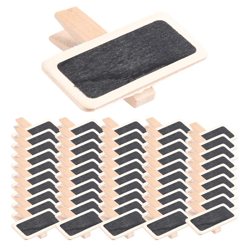 50 Mini Blackboard Wood Message Slate Rectangle Clip Clip Panel Card Memos Label Brand Price Place Number Table