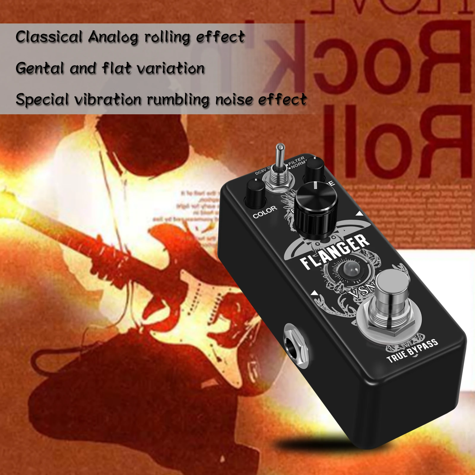 

VSN Guitar Flanger Pedal For Analog Flanger Effect Pedals Classic Metallic Flanger Sounds Effect As Ture Tone 2 Modes