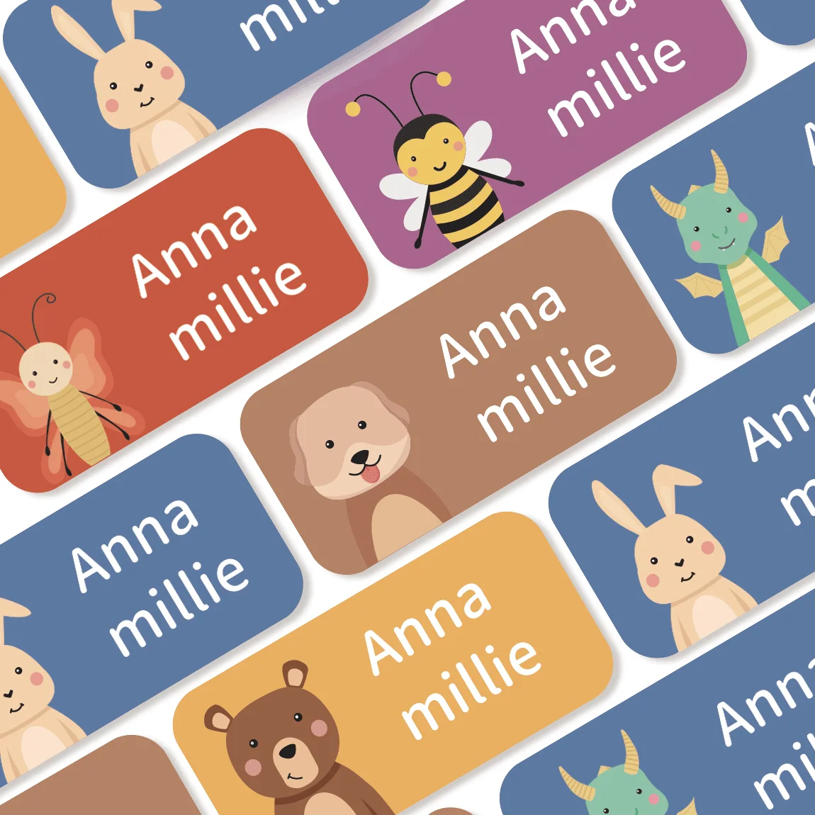 

Наклейки с индивидуальными именами, водонепроницаемые персонализированные этикетки для одежды и вещей, милые этикетки с животными для бутылок и ланч-боксов, 72 шт.