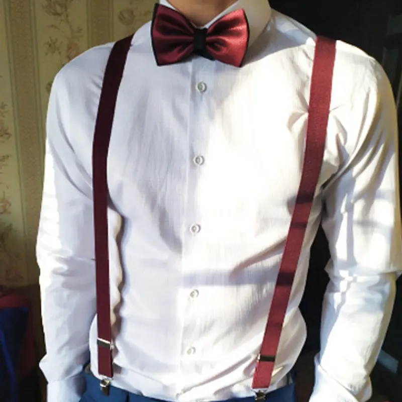 2 pçs clássico adulto terno com gravata borboleta e suspensórios kit ajustável y volta conjunto de suspensórios pretos moda