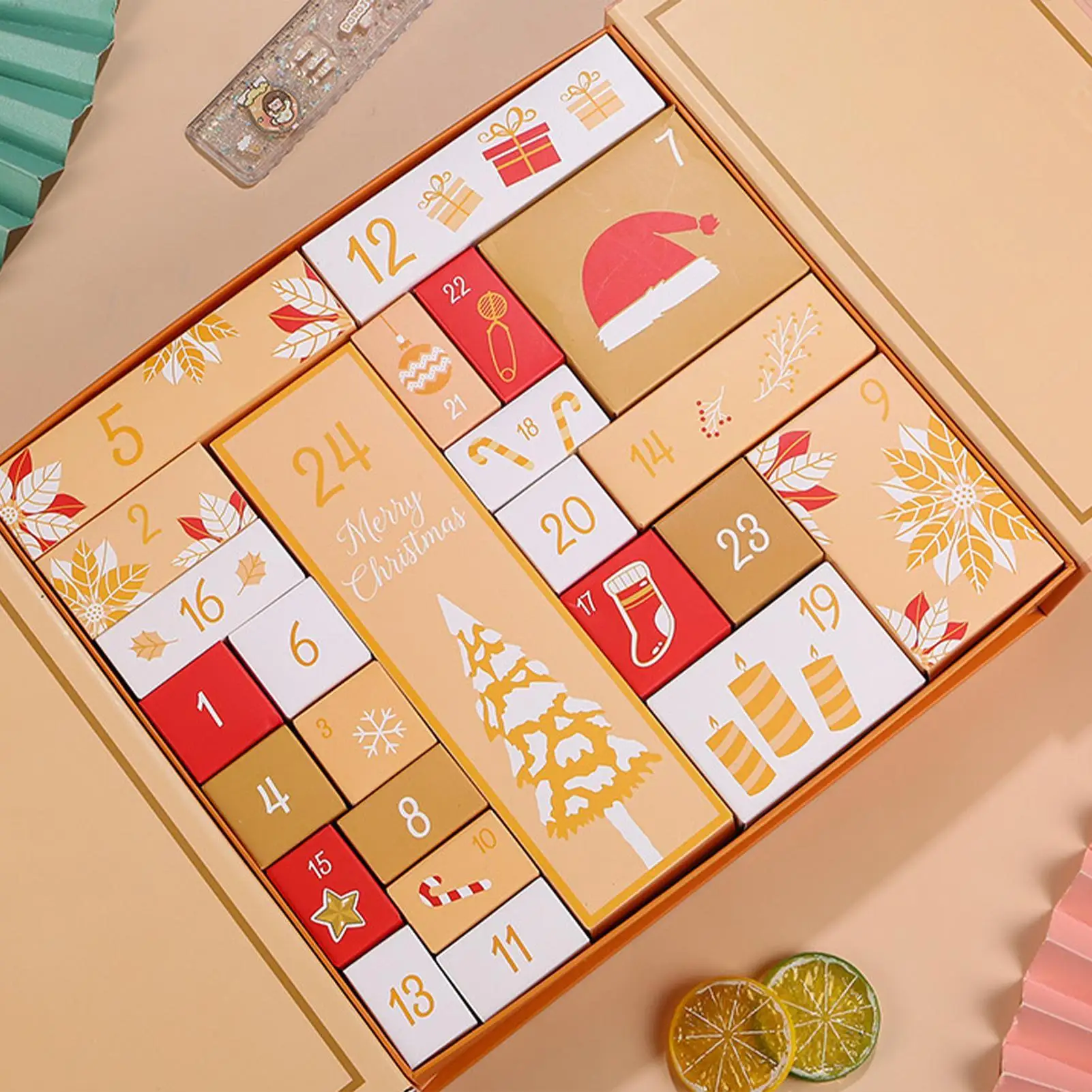 Elegant 24-Day Christmas Countdown Box for Small Gifts