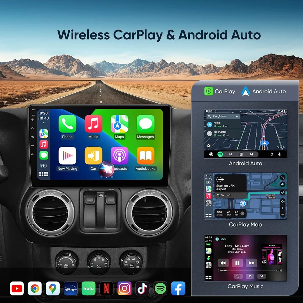 Wireless Carplay 2din Android 16 Car Radio Multimedia Video Player Universal 9/10 inch AutoRadio GPS Navigation 4G WiFi DVD