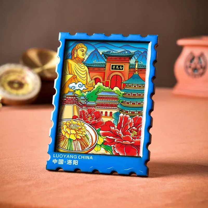 ملصق مغناطيس الثلاجة الصيني الخشبي لمناظر المدينة الصينية، تذكار مغناطيسي إبداعي للسفر، ملصق ثلاجة