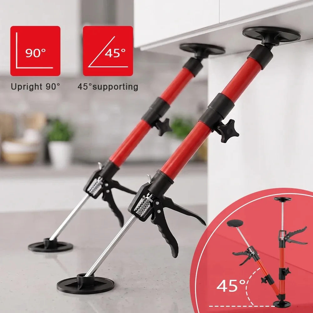 2 armoires suspendues équipées d'une tige de support télescopique, la hauteur réglable entre 30 et 59 cm, capacité de charge de 50 kg, adaptées aux studios familiaux.