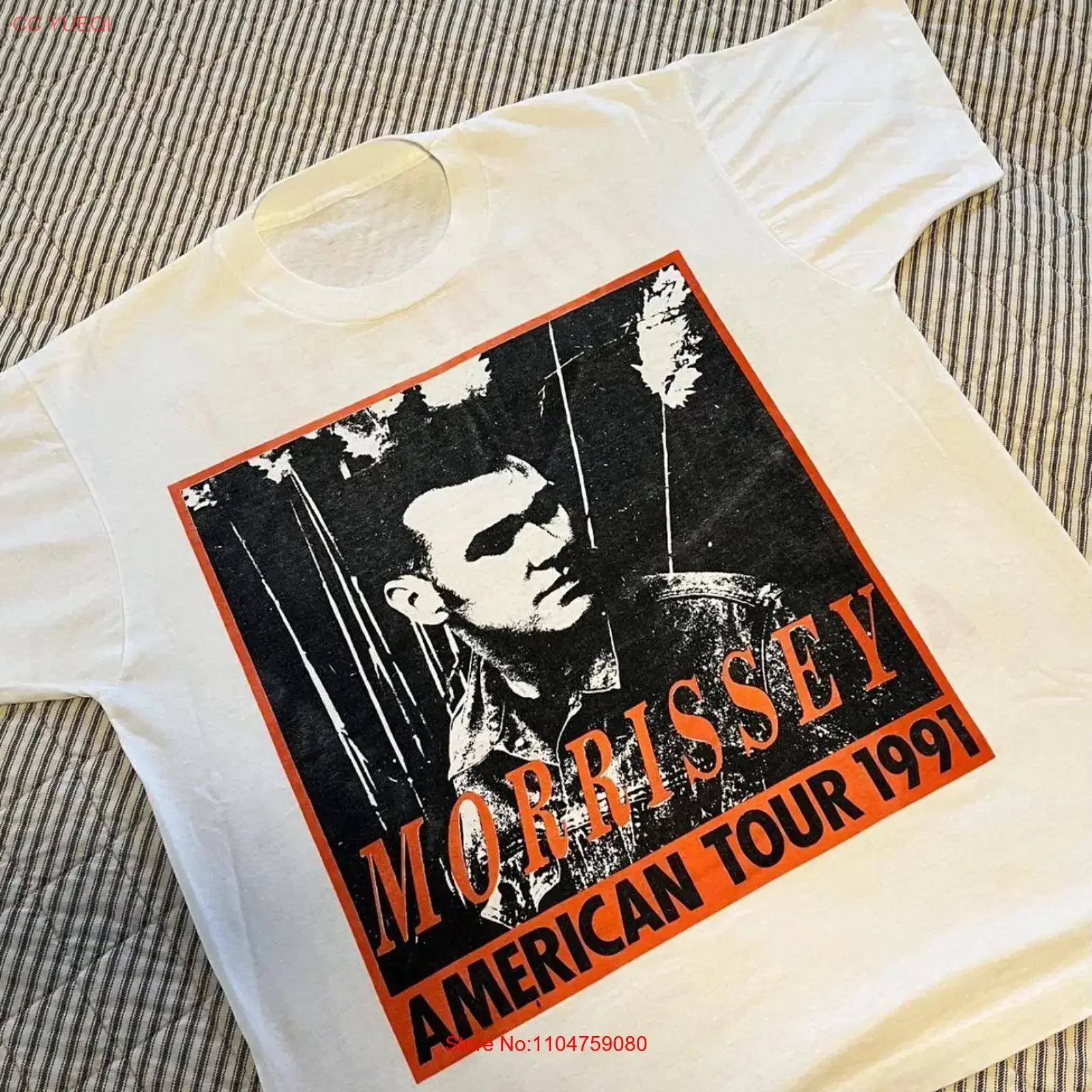 Morrissey 1991 Debut American Tour 2 side Reprint T shirt NH16890 vintage Washed fashion Comfortable Slightly Versatile