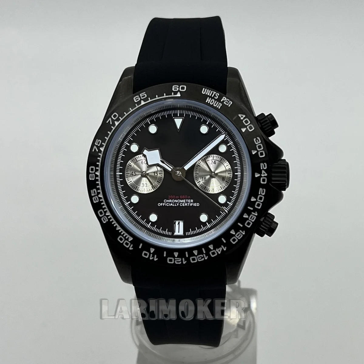 39 мм кварцевый хронограф VK64, сапфировое стекло, черный, белый, розовый, резиновый ремешок, снежинка, стрелки C3, зеленый, светящийся, часы 6 часов, дата