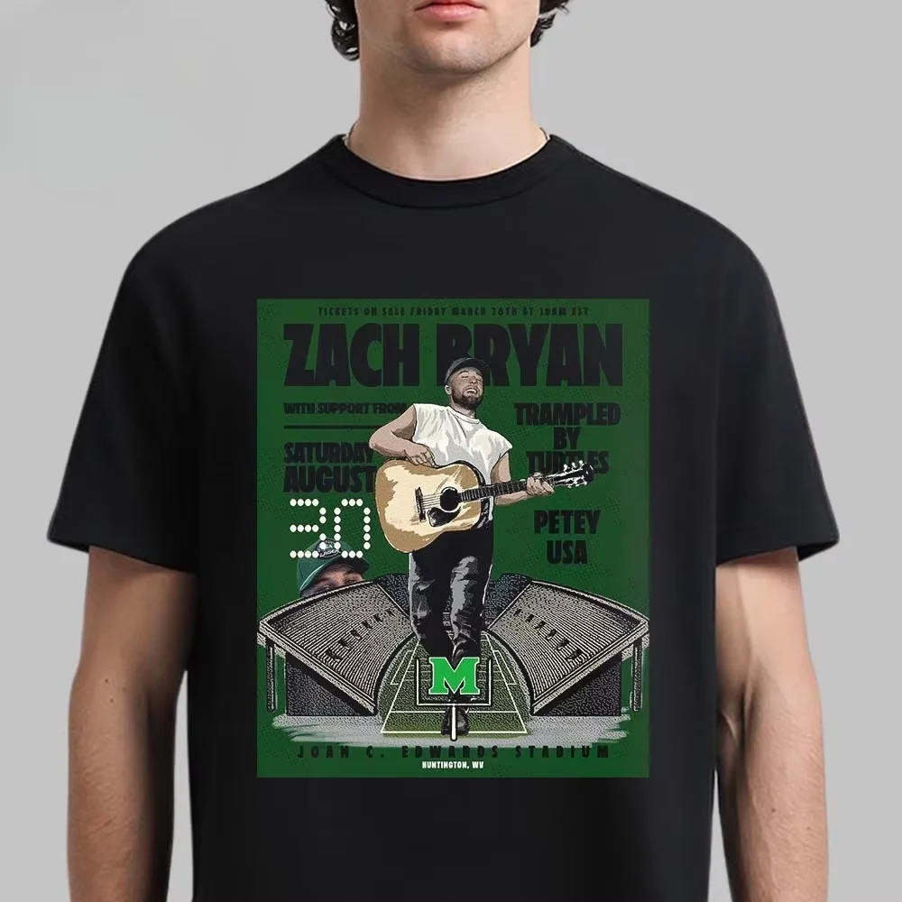 Camiseta Estampada Zach Bryan With Heacen on Tour Peripherals, Moda de Verão, Confortável, Algodão, Oversize, Casual, Unissex