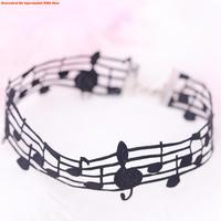 Handmade Black Short Necklace Featuring Unique Musical Note Design Women Jewelry for Fashionable Women and Music Lovers