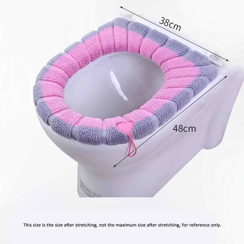 Toilet Seat Knitted Warm With Carry Handle Fall And Winter Enlarged Thickened Toilet Cover Pad Universal