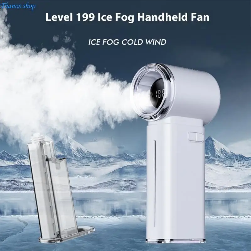 Rechargeable 3500mAh Handheld Misting Fan With Digital Display Adjustable Speed X37A