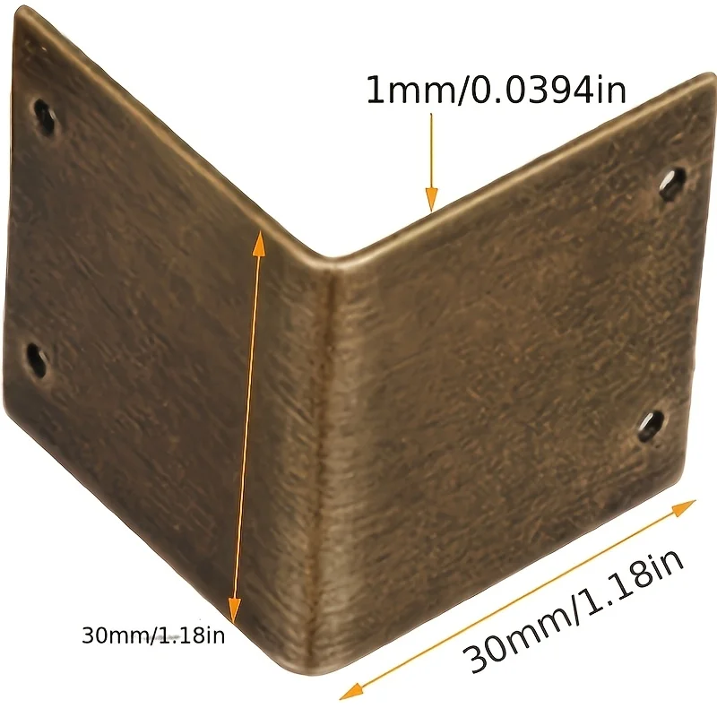 Four solid brass right-angle protective covers, used for protecting the edges of the sandalwood box