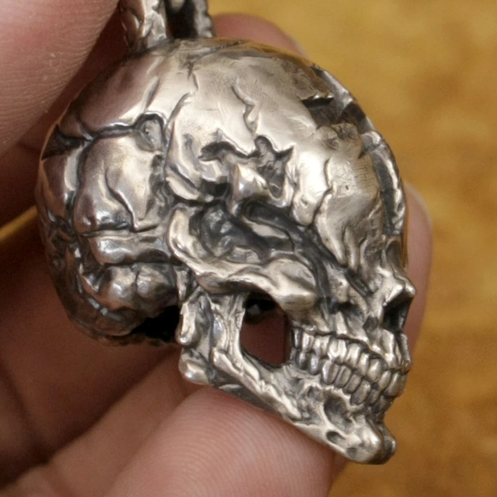 925 Sterling Silver Huge Cross Skull Pendant Mens Biker Punk Jewelry TA423