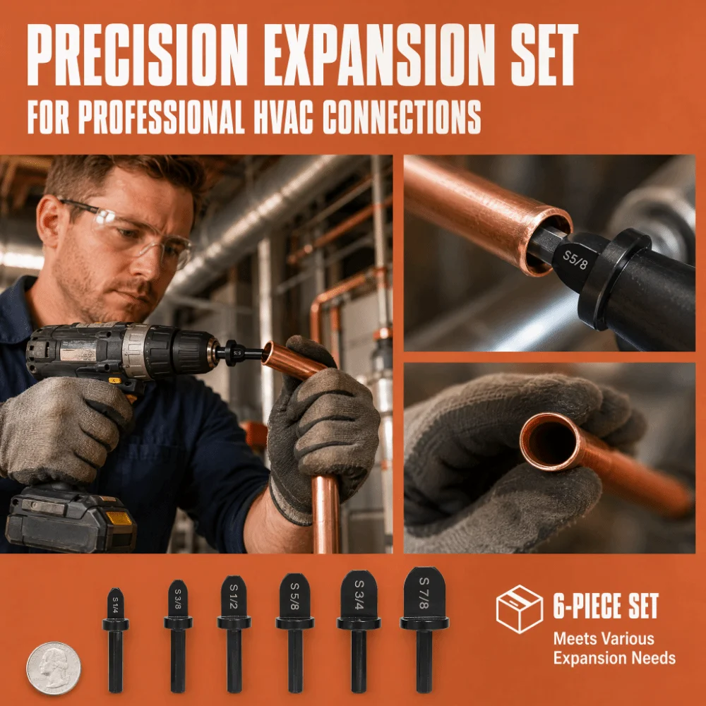 6pcs Bearing Steel Pipe Swaging Tool 6 Piece Set 1/4in 3/8in 1/2in 5/8in Swaging Drill Bit Set Flaring And Expanding
