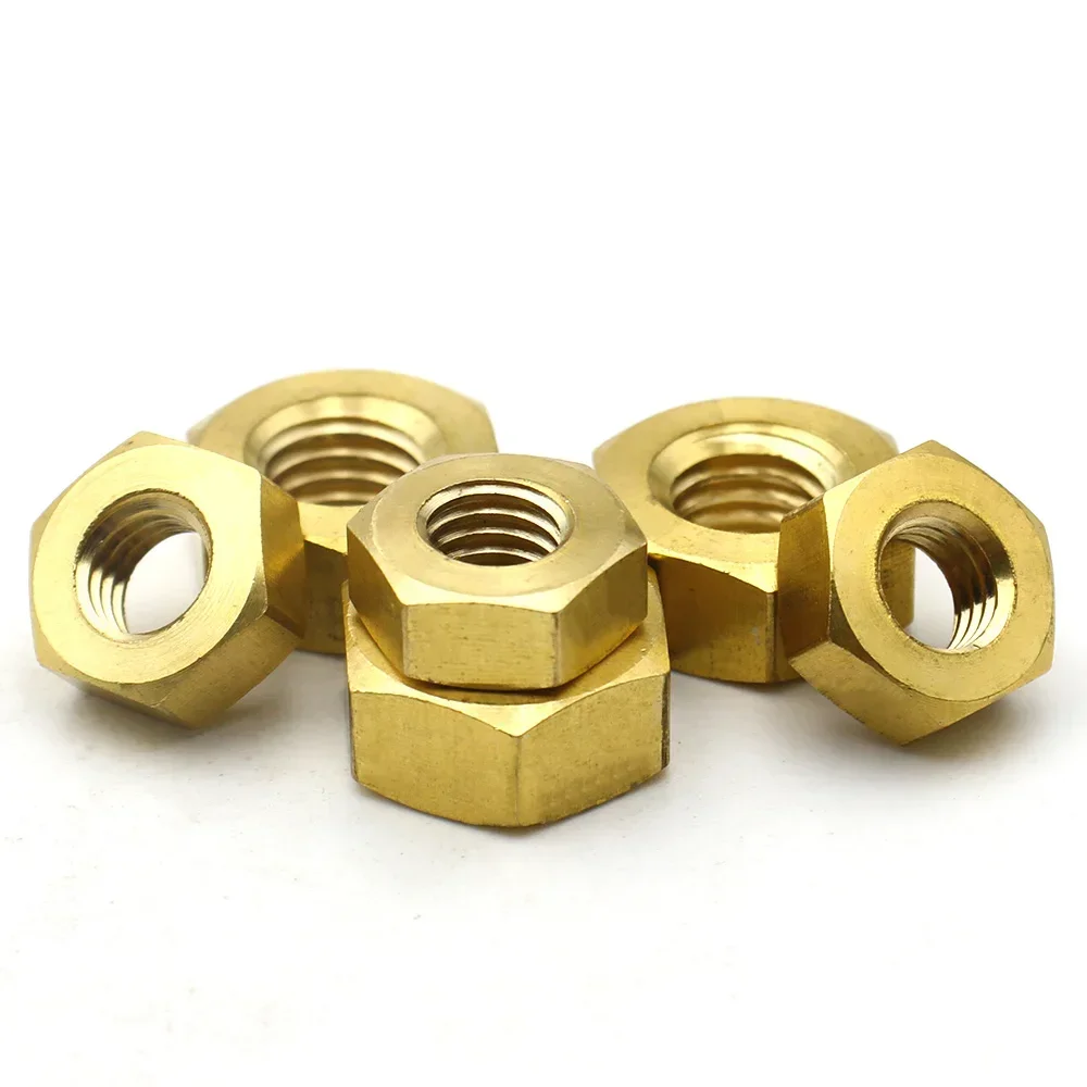 Tuercas hexagonales de cobre y latón macizo M1 M1.2 M1.4 M1.6 M2 M2.5 M3 M4 M5 M6 M8 M10 M12 M14 M16 M18 M20-24 50/25/20/10/2/1