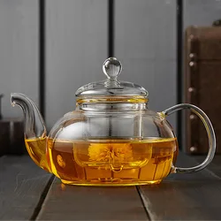 400/600/1000ml Clear Glass Teapot With Infuser Tea Pot Stovetop Safe Loose Leaf And Blooming Tea Maker Heat-resistant