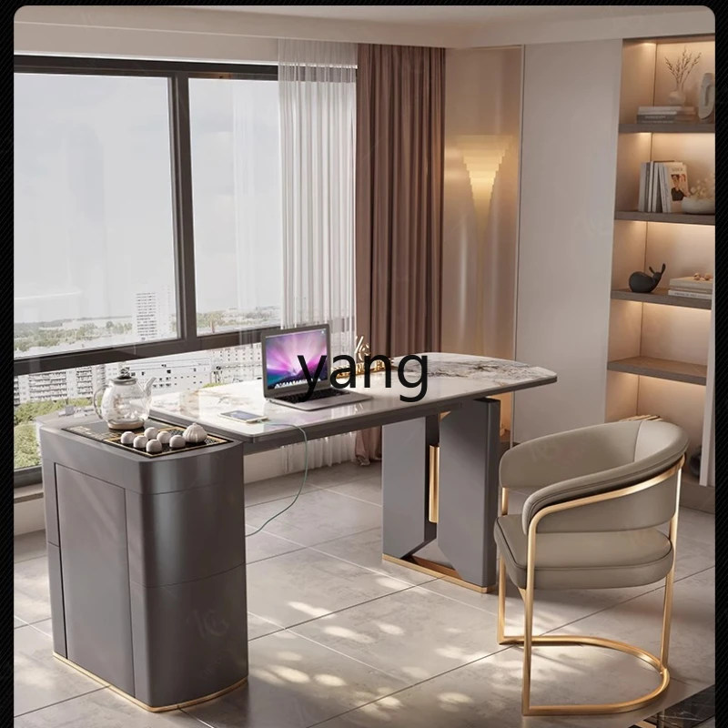 

YHM Modern Light Luxury Lifting Tea Table Balcony Office Slate Retractable