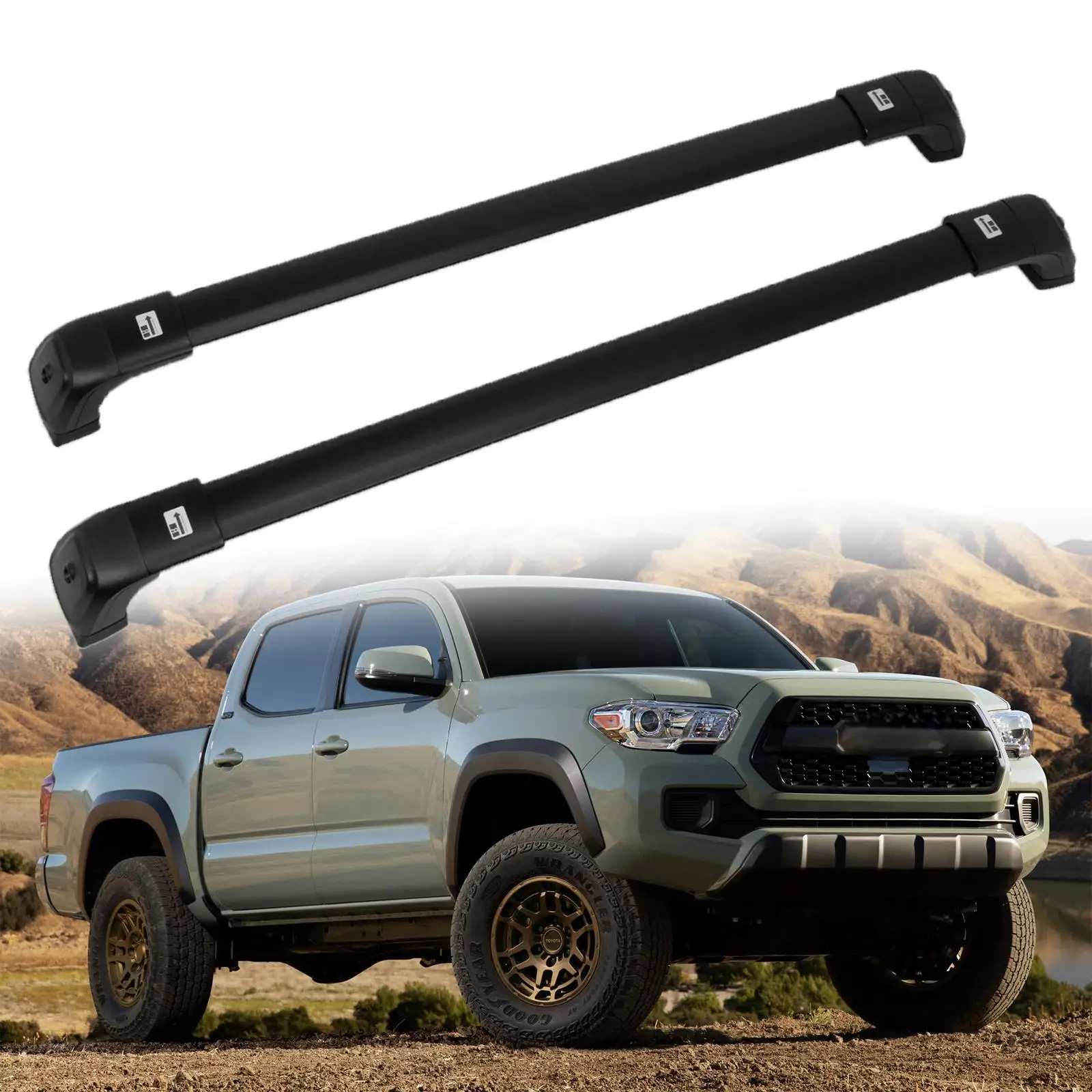 

260LBS Roof Rack Cross Bars for 2005-2023 Toyota Tacoma Double Cab NO Side Rail