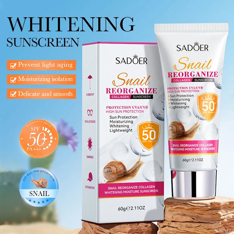 

Snail Recombinant Collagen Whitening Sunscreen Moisturizing and Anti-UV Rays It Can Whiten The Skin Making The Skin Delicate