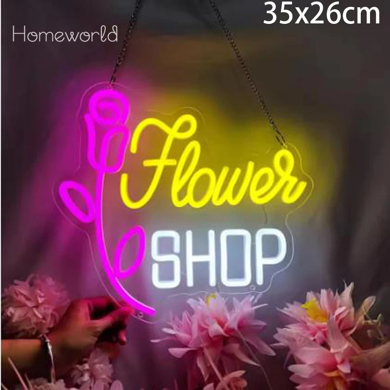 Flower Shop Led Neon Sign USB Powered Adjustable Brightness Wall Art used for flower shop sign Flower supplier sign decor