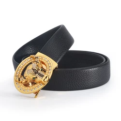 Ceinture en cuir de vache pour hommes, sangle en cuir, sangle en biscuits, mode masculine, 2022