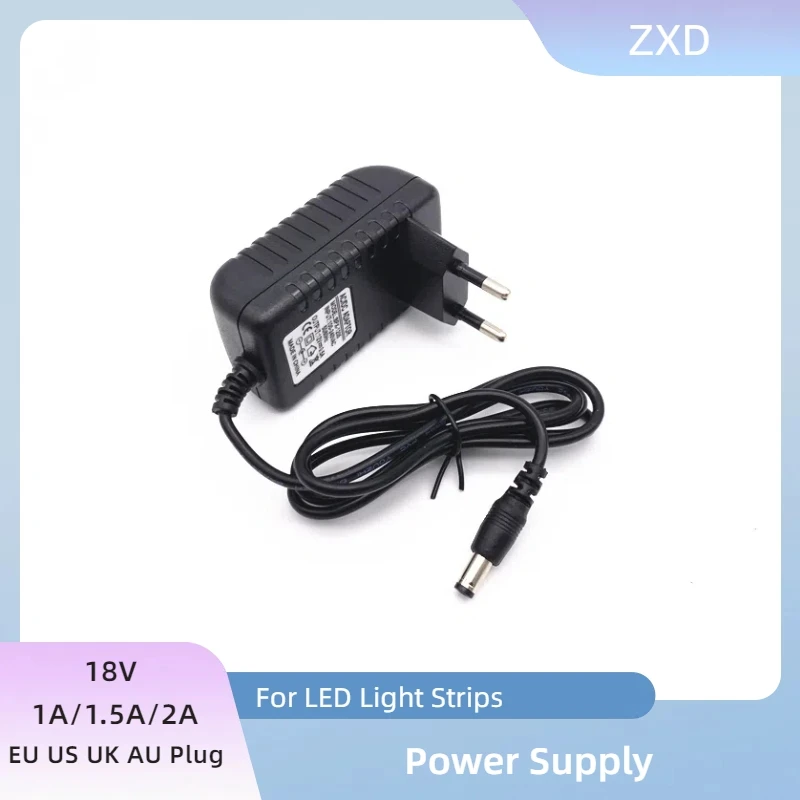 1PCS 18V 1A 1.5A 2A AC 100V-240V Converter Adapter DC 18V 2A 2000mA Power Supply EU US UK AU Plug 5.5mm x 2.1-2.5mm