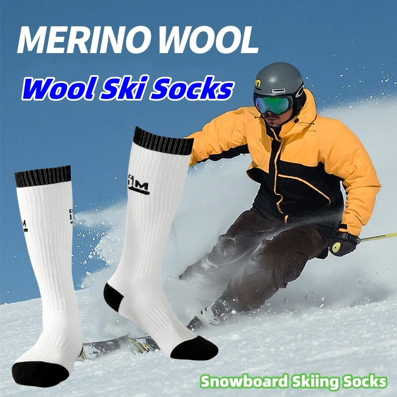 Wool Ski Socks Warm Winter Men Women Thermal Ski Breathable Thick Cotton Sports Snowboard Skiing High Elastic Thermosocks 3pairs