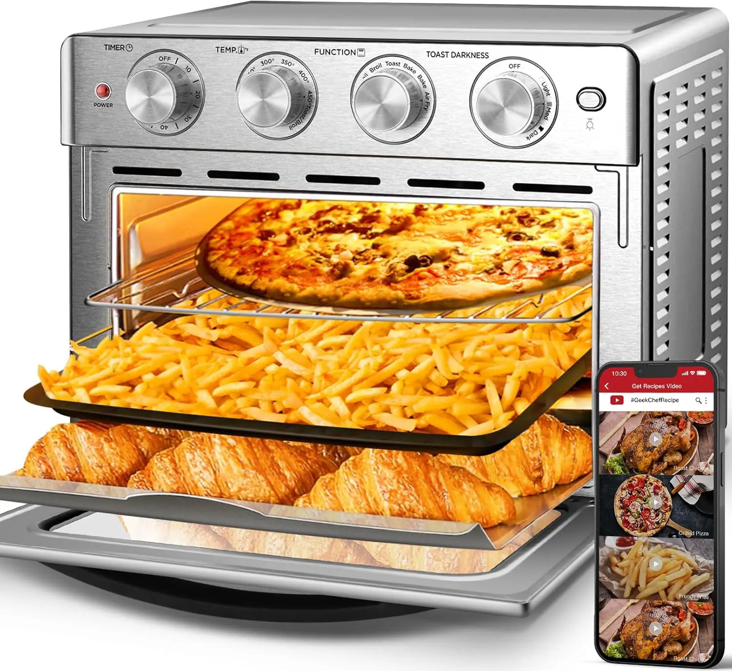 Geek Chef Air Fryer Toaster Oven, 7-In-1 Toaster Oven Countertop with Toast, Bake, Air Fry, Broil Convection Function