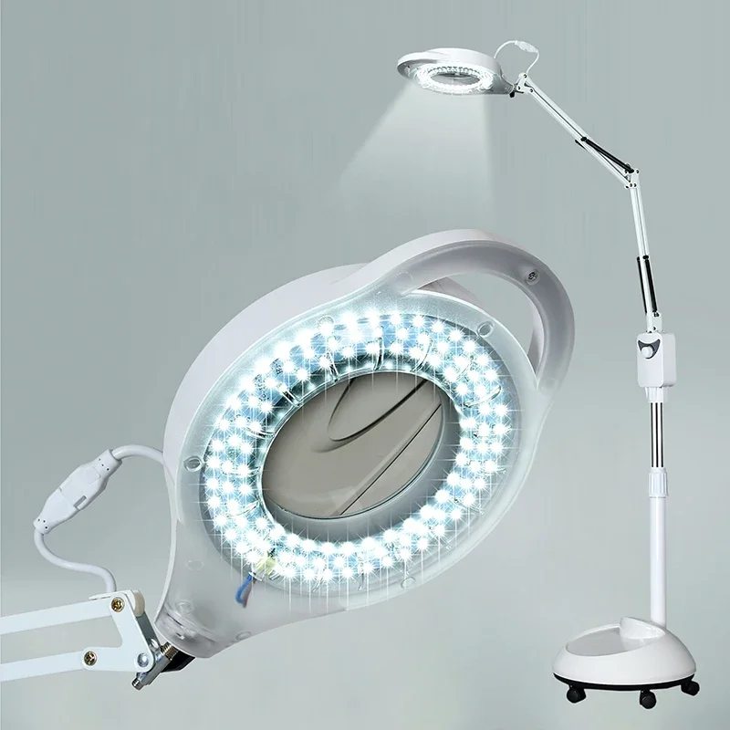 220V 3X Circline LED Lamp Magnifying Glass Cold Ligth Operation Floor Shadowless Lamp Magnifier for Beauty Salon Nail Tattoo