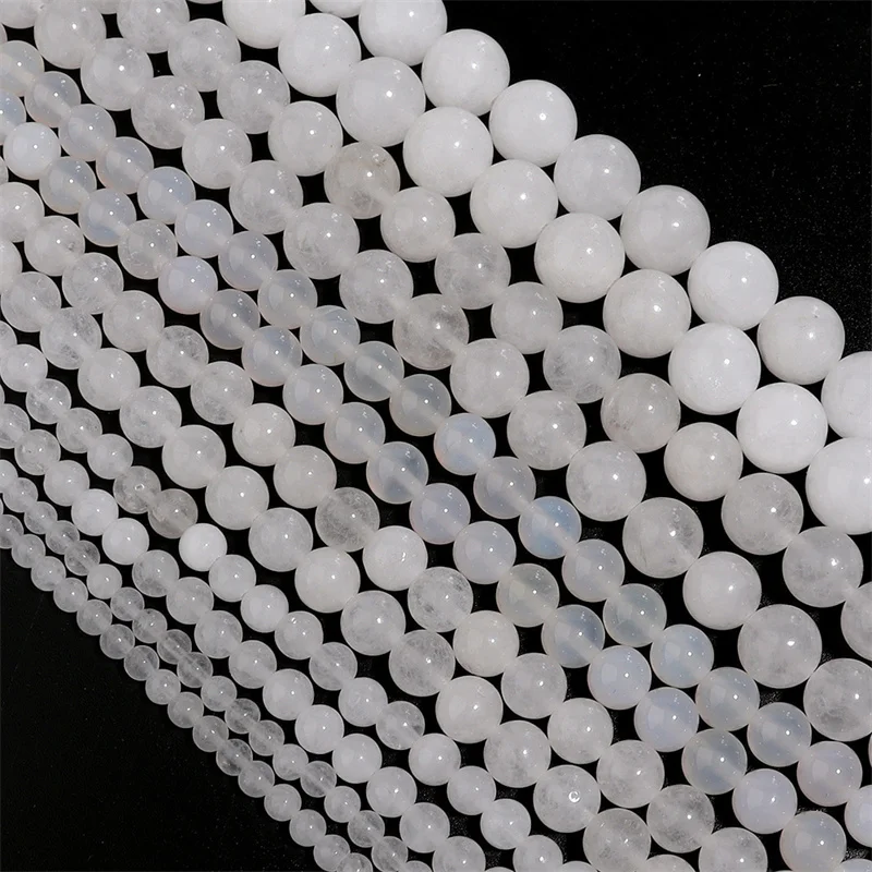 1 Strang 4 6 8 10 mm weiße Mondsteinperlen, runde lose Edelsteinperlen für die Schmuckherstellung, DIY-Handwerk, Halskette, Armband, Zubehör – Detail 5