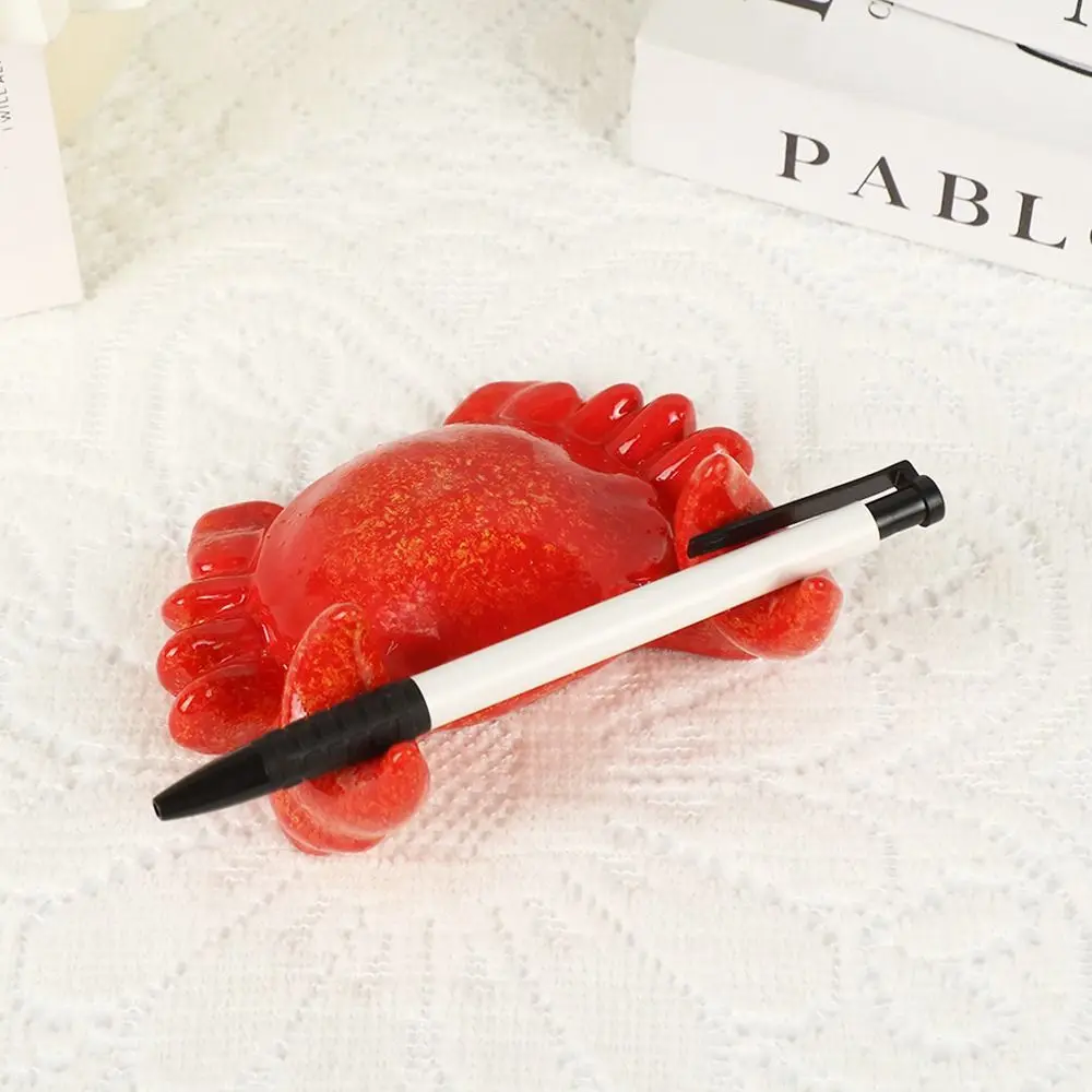 Useful Bright Color Crab Pen Holder Creative Cute Pencil Holder Resin Funny Crab Ornament Office