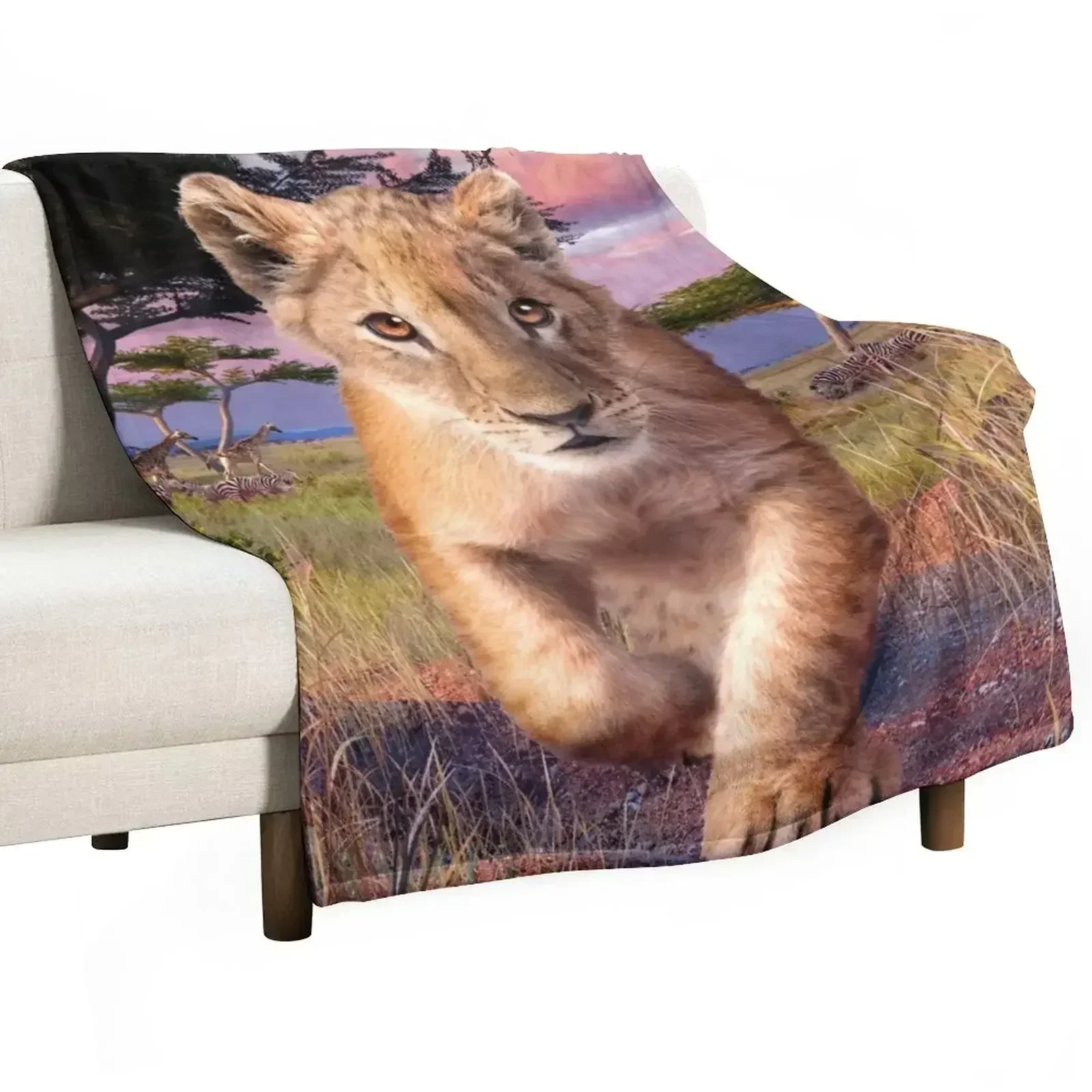 

lion cub Throw Blanket Tourist Sofas heavy to sleep Blankets