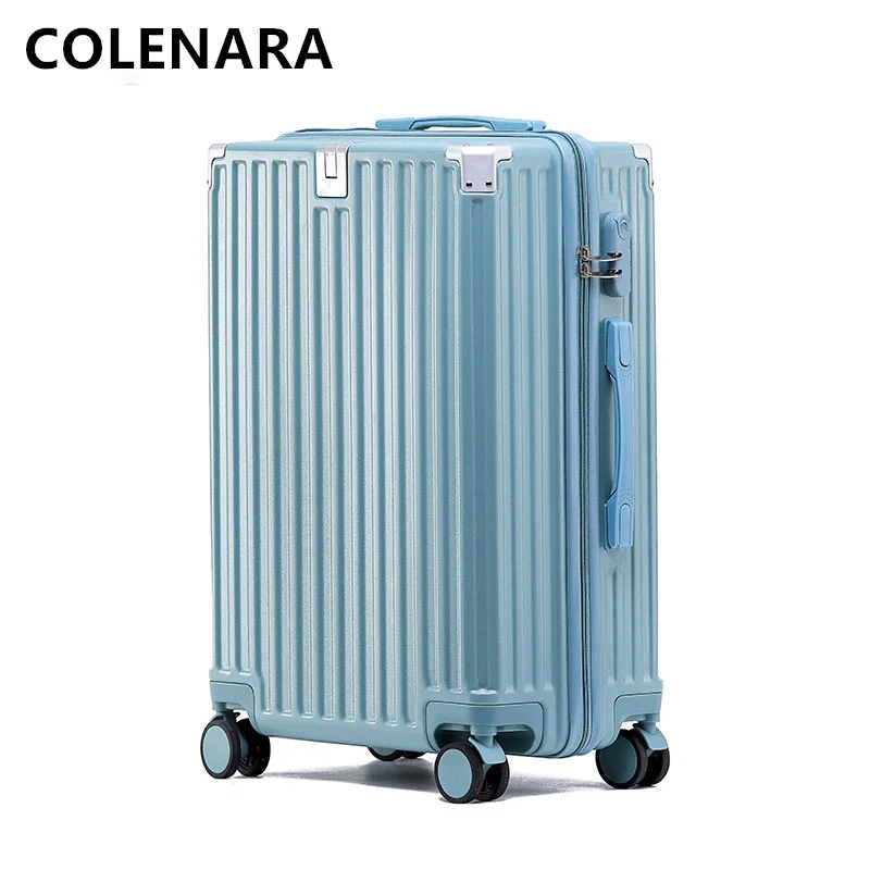 COLENARA koper PC pria dan wanita, koper berpergian bingkai aluminium besar 20 "22" 24 "26" 28 inci untuk lelaki