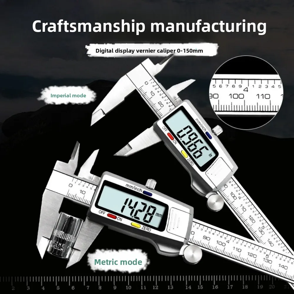 0-150mm Digital Vernier Caliper Stainless Steel 3-Button Electronic Caliper Metric Imperial Measuring Tool ﻿High Precision