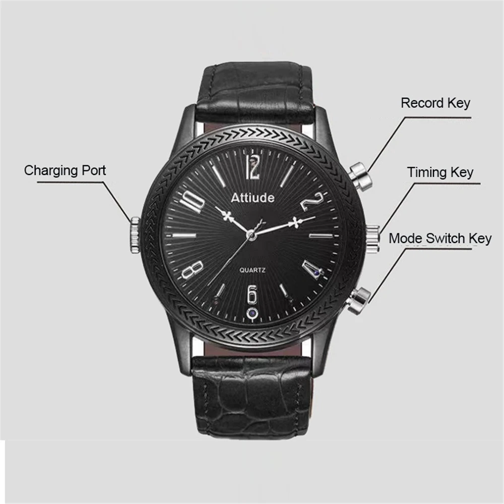 1080P HD mini camcorder watch Micro camcorder infrared night vision Suitable for cycling recording Outdoor recording, etc.