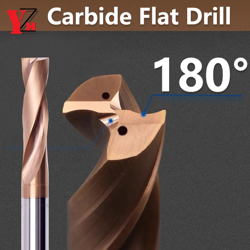 

Плоское сверло YZH HRC60 180° ° Внутреннее охлаждение Потайное отверстие/покрытая поверхность/покрестовое отверстие Изготовление потайной головки D3 ~ 14 мм