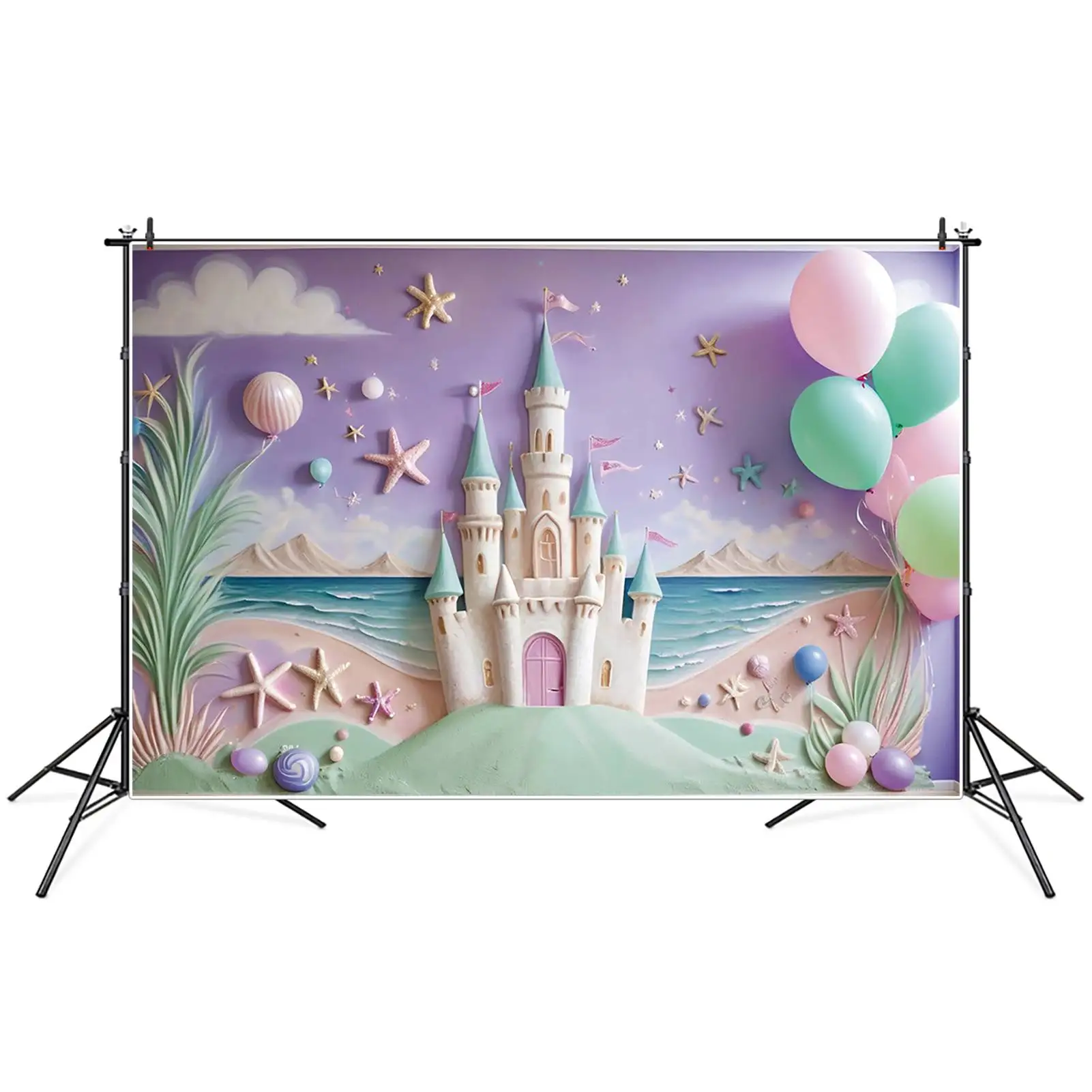 MOON.QG Mermaid Princess One Birthday Background Children'S Boat Beach Ship Backdrops Custom Party Decoration Photozone Supplies