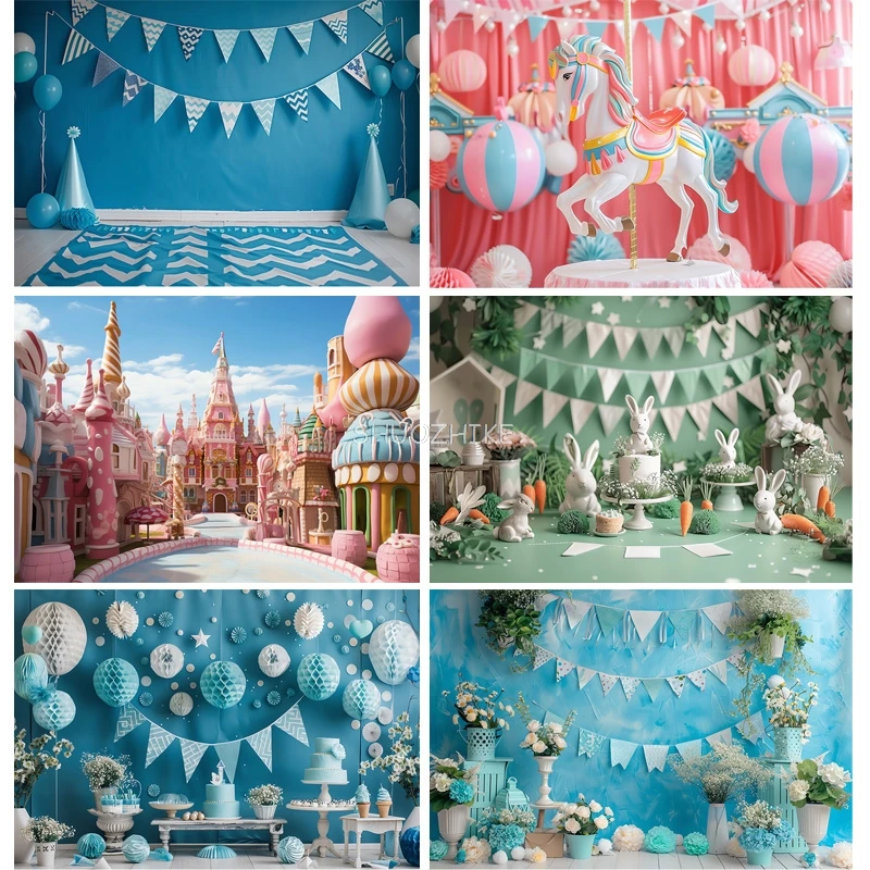 Hot air balloon Happy Birthday Photography Background Football Floral Arch Rocket Soccer Baby Party Carrots Backdrops FB-03