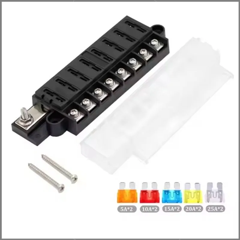 

Ac29-Car Refrigerator Protection Circuit 8Way ATO ATC Fuse Box 1In 8 Out Waterproof Insurance Box