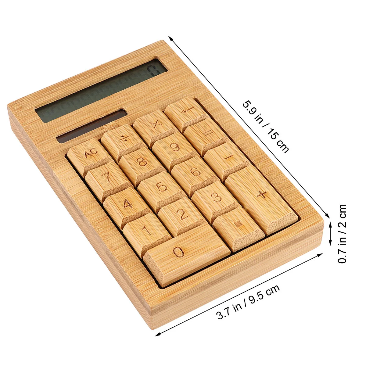 Calcolatrice portatile a 18 tasti in bambù solare Calcolatrice elettronica Design compatto Efficiente per l'uso scolastico in ufficio