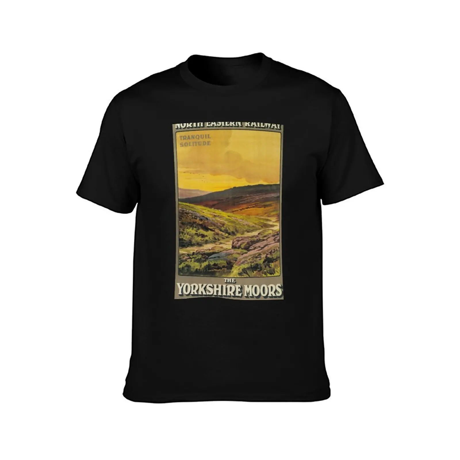The Yorkshire Moors - NER - Vintage Railway Travel Poster - 1910 T-Shirt, Summer Casual Cotton Tee, Oversized Streetwear Tops