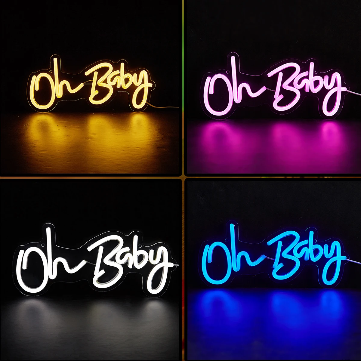 Chi-buy LED Neon Oh baby USB Powered Neon Signs Night Light 3D Wall Art & Bedroom Living Room Decor Lamp Sign Christmas Gift