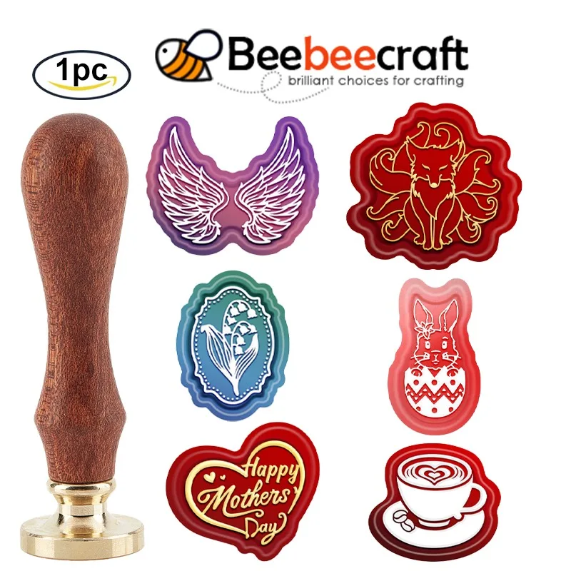 

1PC Wings Wax Seal Stamp Wings Sealing Wax Stamps Retro Vintage Removable Brass Stamp Head with Wood Handle for Wedding