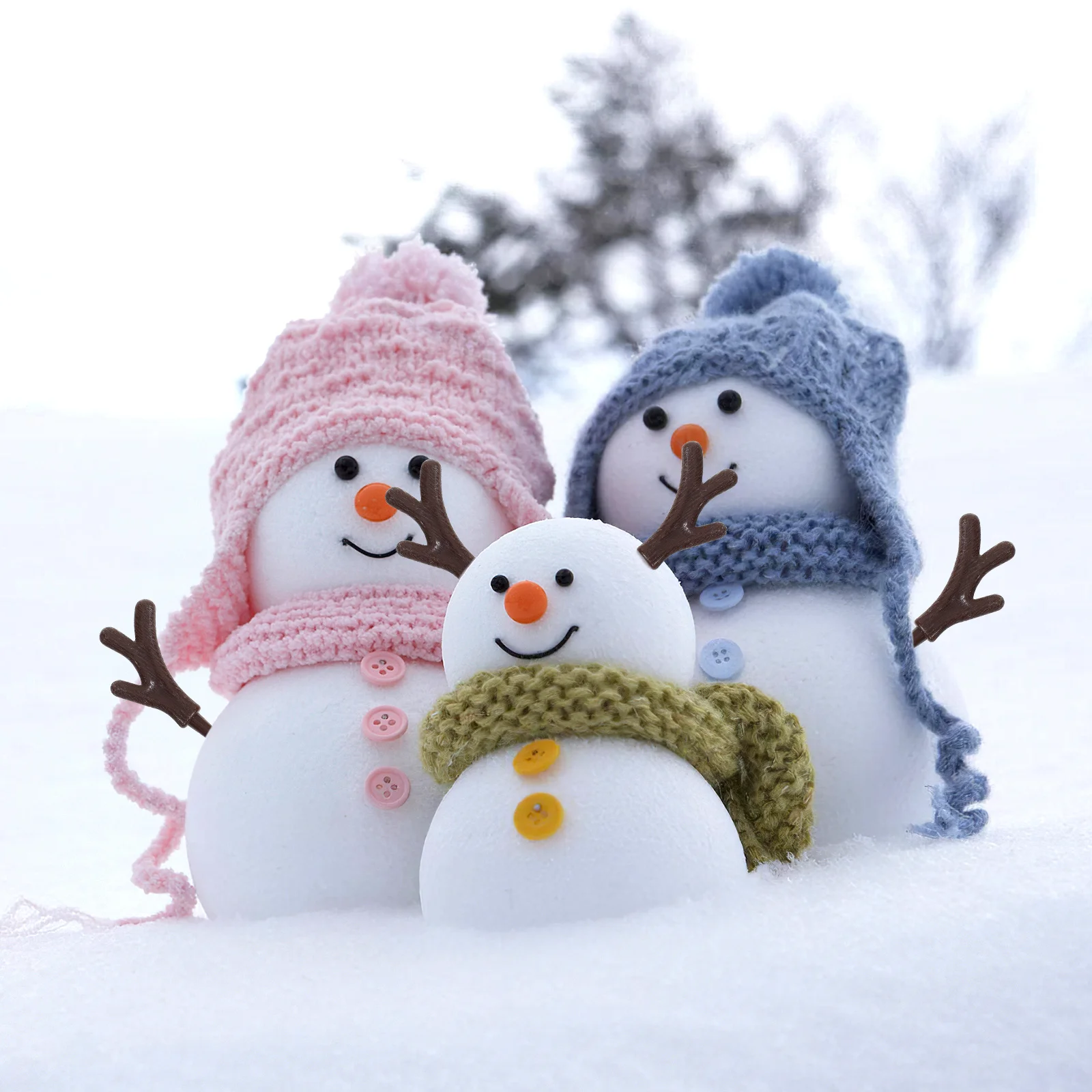 

White Coffee Branch Antlers 100PCS Plastic Snowman Hands Christmas Craft DIY Decor Accessories Holiday Ornament Kit
