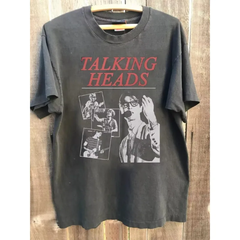 Camiseta de algodón para hombre y mujer, estilo retro, con estampado del álbum Talking Heads Stop Meaningful, color carbón, novedad de verano
