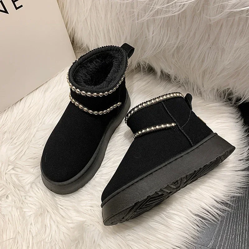 Winter New Elegant Suede Round-toe Cold-proof and Warm Women's Boots Comfortable and Lightweight Platform Sole Snow Boots