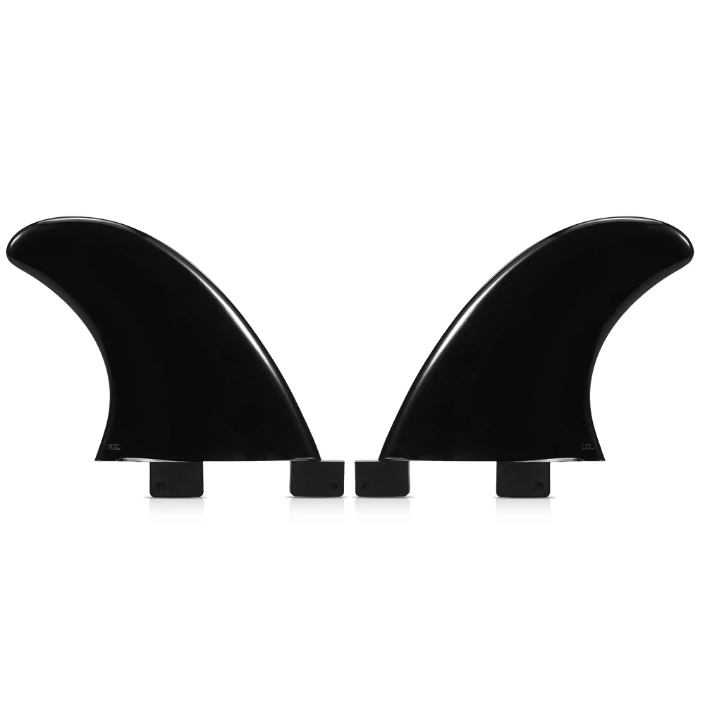 2 PCS GL Surfboard Fins Black/White Nylon Plastic Twin Tab Base Side Fin Surfing Fins