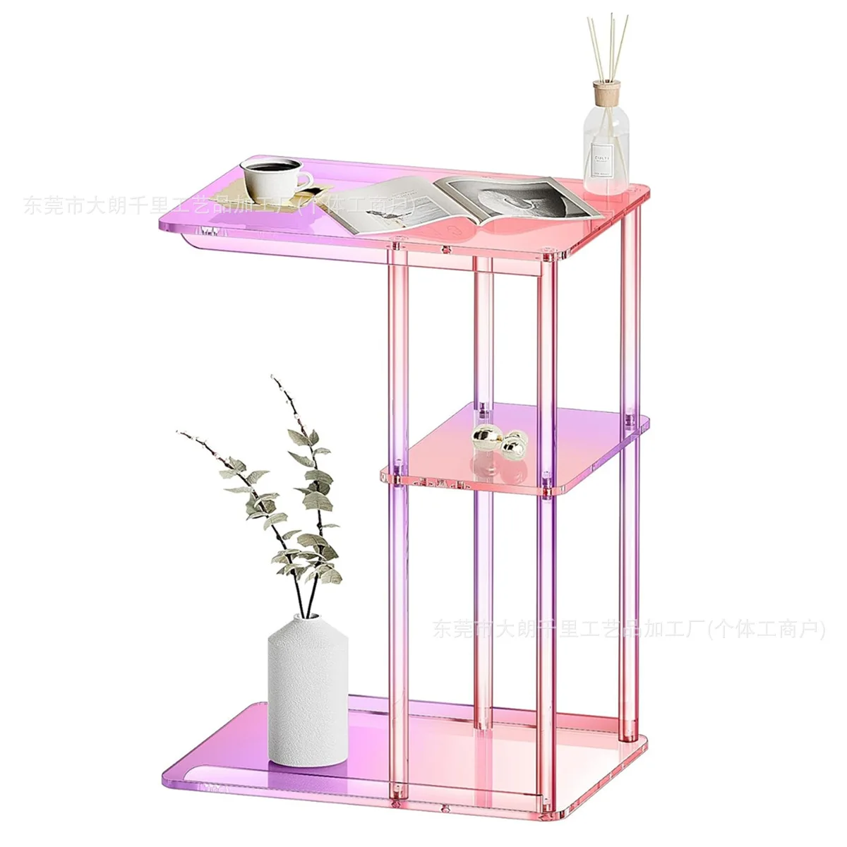 طاولة جانبية لطاولة القهوة من الأكريليك الشفاف الملون مناسبة لغرفة المعيشة وغرفة النوم وطاولة الوجبات الخفيفة الصغيرة بجانب السرير من ثلاث طبقات #5