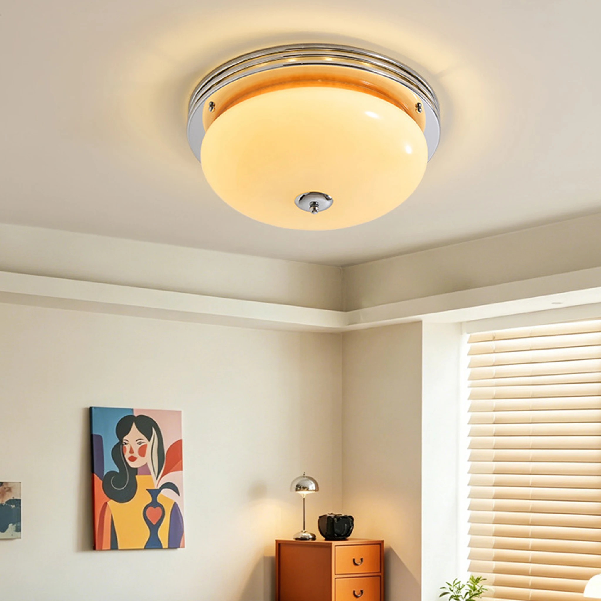 Modern Glass Ceiling Lamps French Cream LED Ceiling Light Balcony Bedroom Living Study Room Corridor Porch Home Decor Lighting