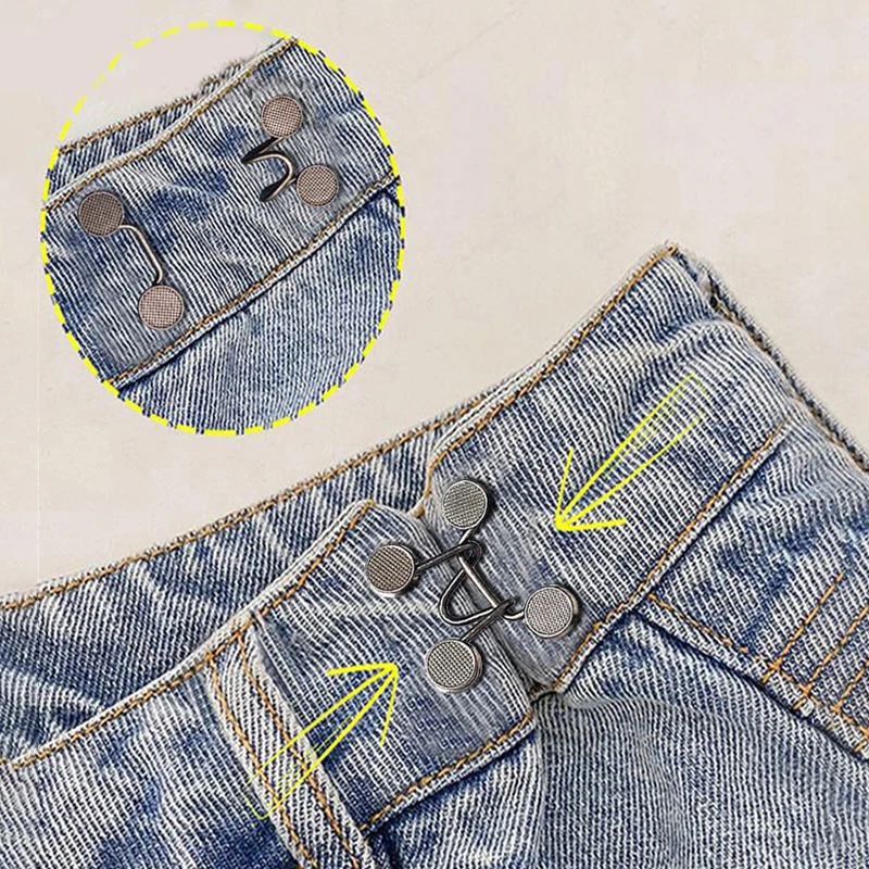 No Sewing Jeans Tighten Waist Brooches Adjustable Buckle Set Detachable Pants Clips Pins Clothing Accessories